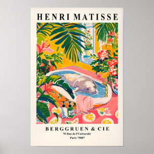 Manatee In Bathtub Art Print, Pink Tropical Bathro Poster