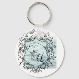 Manatee in Fancy Frame Key Ring