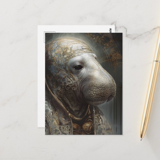 Manatee in Robes Postcard (Front/Back In Situ)
