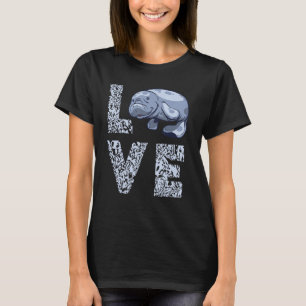 Manatee Love Leopard Chubby Manatee Aquatic Anima T-Shirt