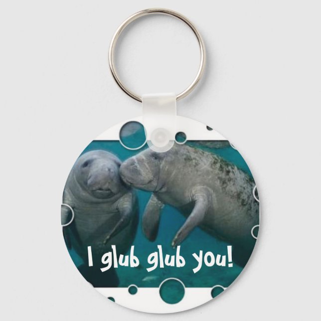 Manatee Love Valentine's Day Key Ring (Front)