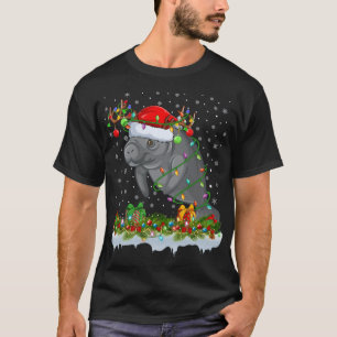Manatee Lover Matching Santa Lighting Manatee Chri T-Shirt