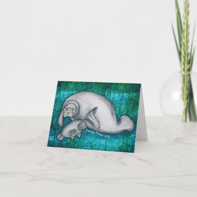 Manatee Mama and Pup Notecard (Front)