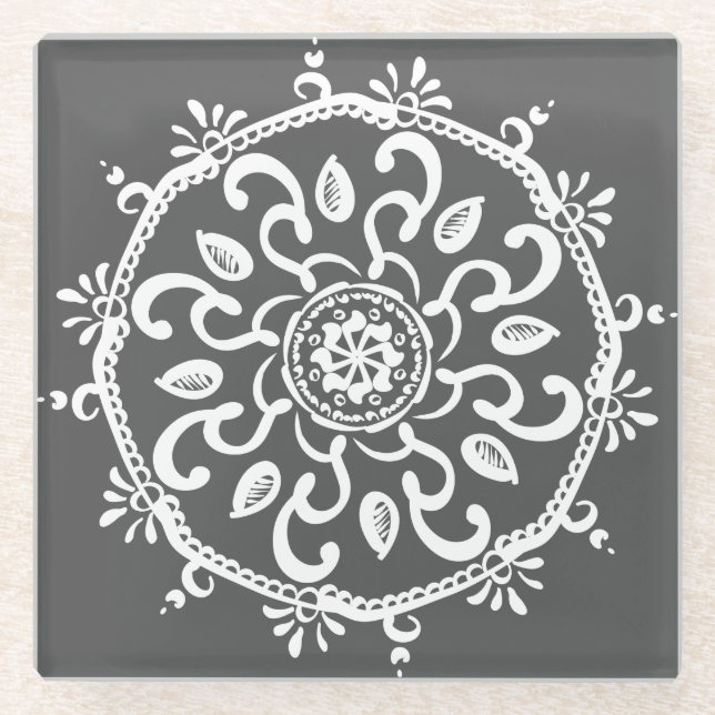 Manatee Mandala Glass Coaster (Front)