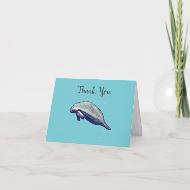 Manatee Painting Florida Wildlife Thank You Card (Front)