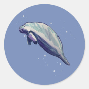 Manatee Painting Ocean Party Thank You Stickers