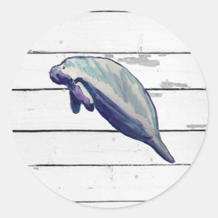 Manatee Painting Ocean Party Thank You Stickers