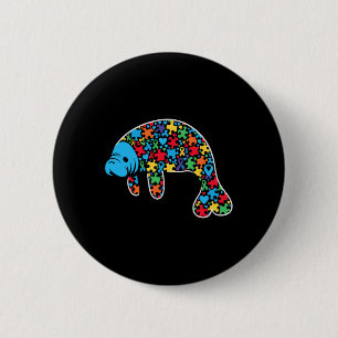 Manatee Puzzle Autism Awareness Autistic Womens Me 6 Cm Round Badge