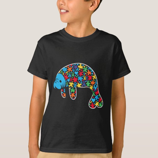 Manatee Puzzle Autism Awareness Autistic Womens Me T-Shirt (Front)