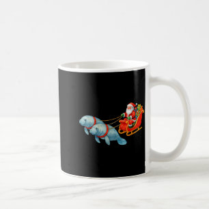Manatee Santa Christmas Sleigh - Funny Manatee Xma Coffee Mug