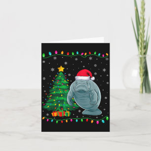 Manatee Santa Hat Men Women Kids Christmas Tree Li Card