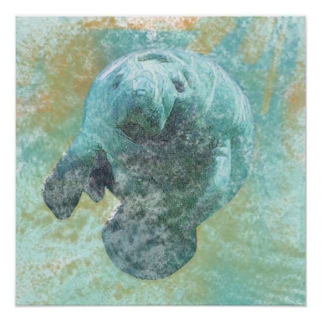 Manatee Sea Cow Art Print (Front)