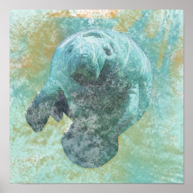 Manatee Sea Cow Art Print (Front)