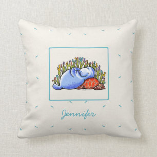 Manatee Sea Turtle Slumber Party Personalised Cushion