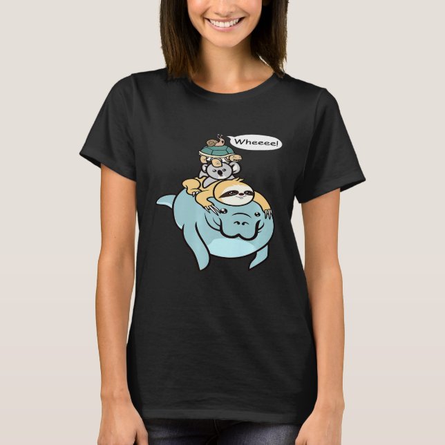 Manatee Sloth Turtle Koala Snail T-Shirt (Front)