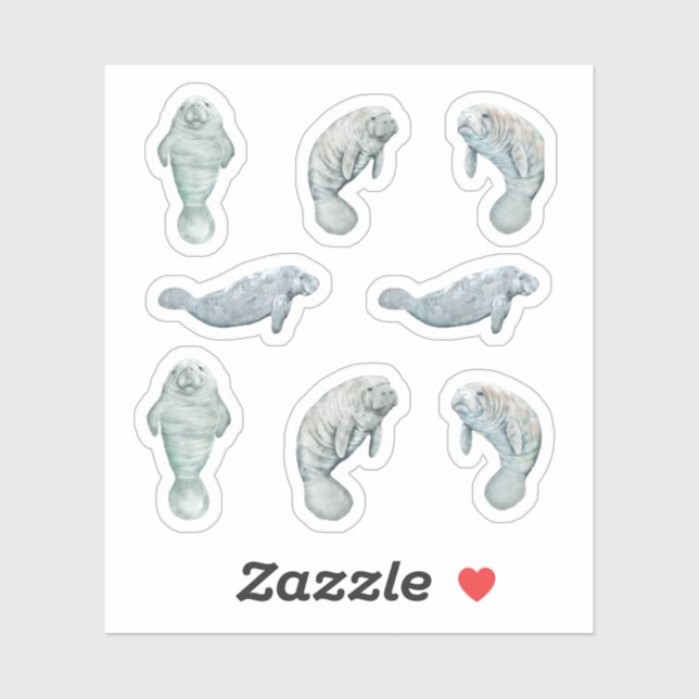 Manatee Sticker Set Custom Vinyl (Sheet)