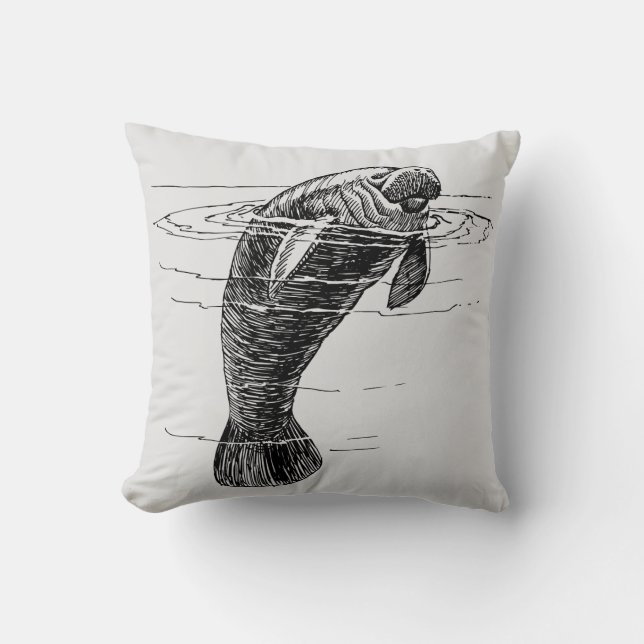Manatee Throw Pillow (Front)