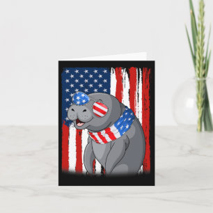 Manatee Usa America Flag Patriotic Manatee 4th Of Card