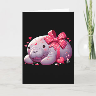 Manatee Valentine Hearts Animal Sea Ocean 1 Card