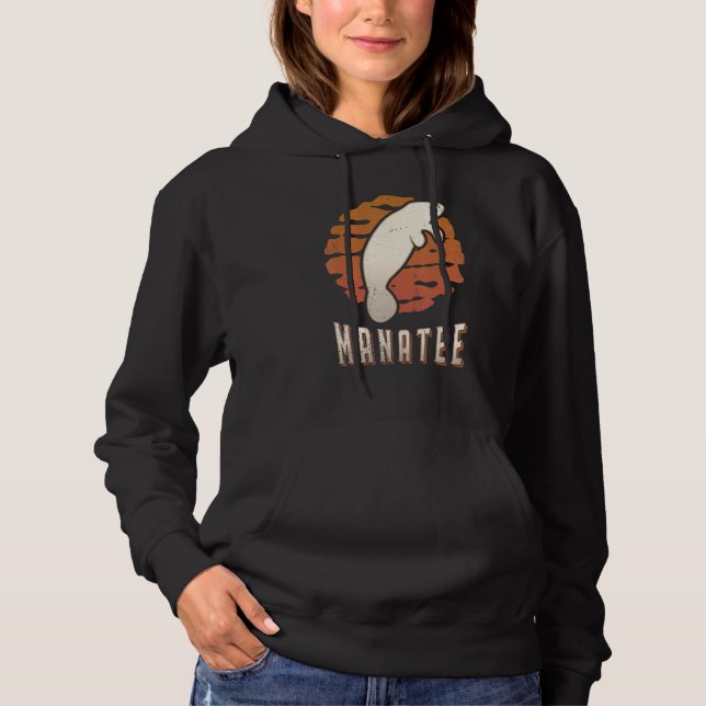 Manatee Vintage Retro Classic Animal Sunset Hoodie (Front)