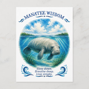 Manatee Wisdom Under the Tropical Sea Postcard