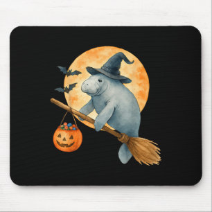 Manatee Witch Hat Pumpkin Halloween Costume Men Wo Mouse Pad