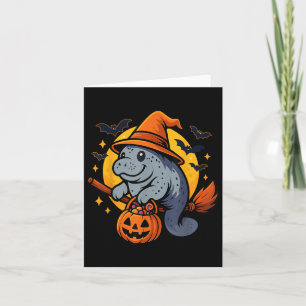 Manatee Witch Hat Pumpkin Halloween Soky Season Card