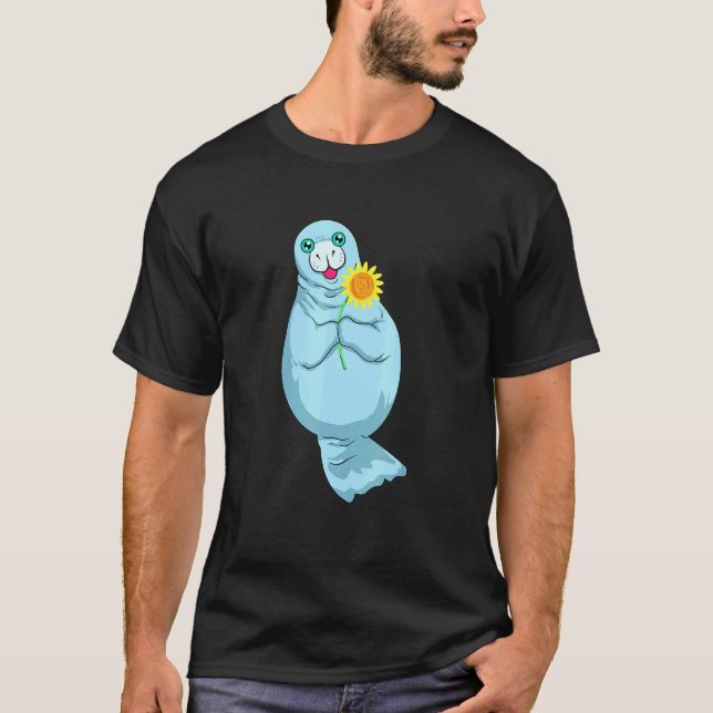 Manatee With Sunflower T-Shirt (Front)