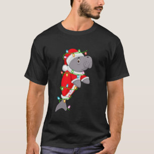 Manatee Xmas Lighting Santa Costume Manatee Christ T-Shirt