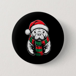 Manatee Xmas Santa Hat F Christmas Costume 6 Cm Round Badge