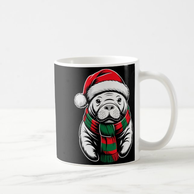 Manatee Xmas Santa Hat F Christmas Costume  Coffee Mug (Right)
