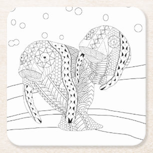 Manatees Adult Colouring Paper Coaster