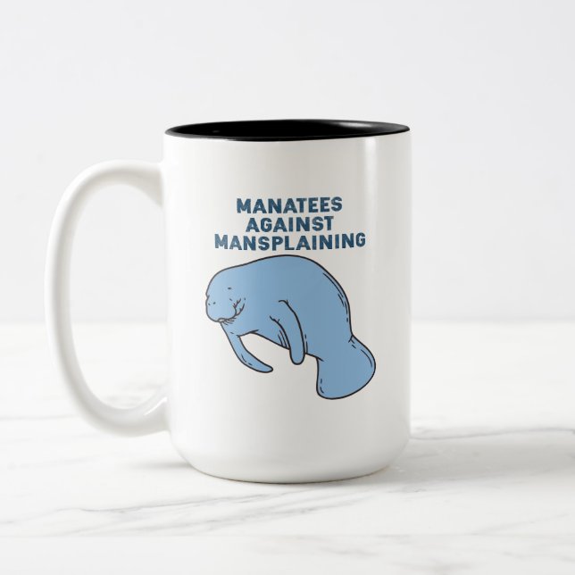 Manatees Against Mansplaining Two-Tone Coffee Mug (Left)