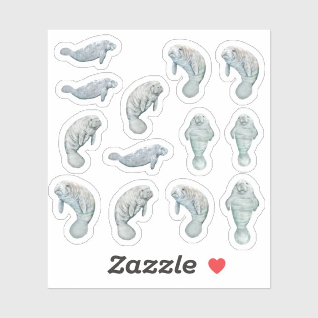Manatees Custom Vinyl Sticker Sheet 3" (Sheet)