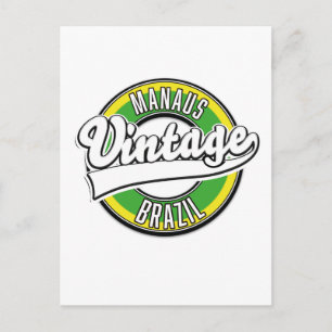 Manaus Brazil vintage logo Invitation Postcard