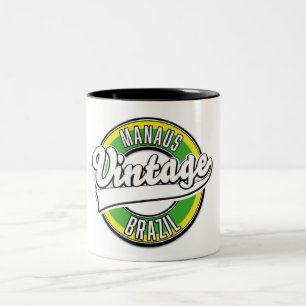 Manaus Brazil vintage logo Two-Tone Coffee Mug