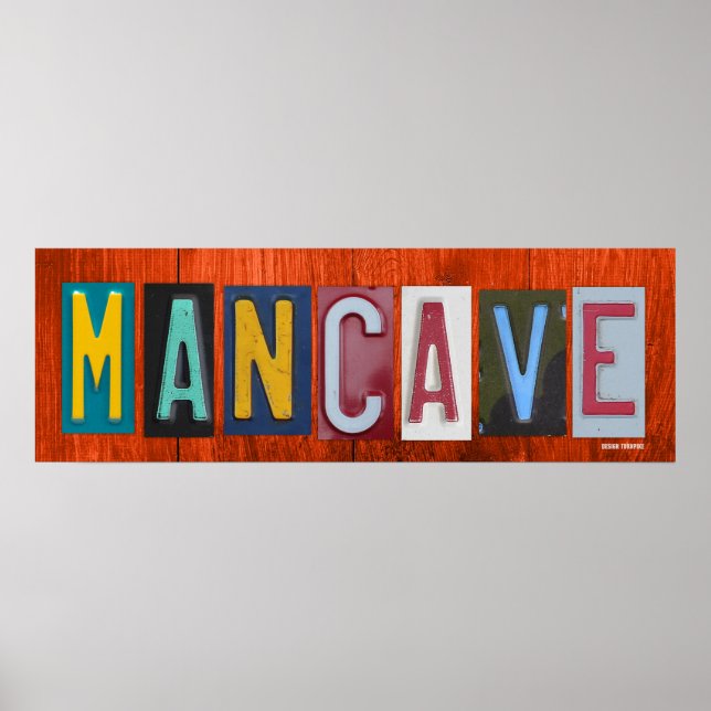 MANCAVE License Plate Art Word Phrase Poster (Front)