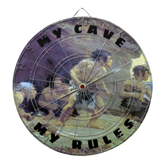 Mancave My Cave My Rules Funny Dartboard (Front)