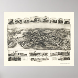 Manchaug, MA Panoramic Map - 1891 Poster