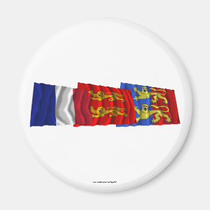 Manche, Basse-Normandie & France flags Magnet