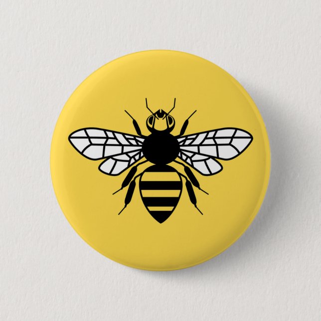 Manchester Bee 6 Cm Round Badge (Front)
