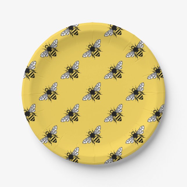 Manchester Bee Paper Plate (Front)