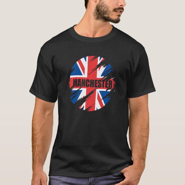 Manchester British Flag England Uk Britain Union J T-Shirt (Front)
