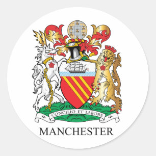 Manchester coat of arms classic round sticker
