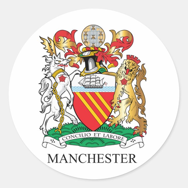 Manchester coat of arms classic round sticker (Front)