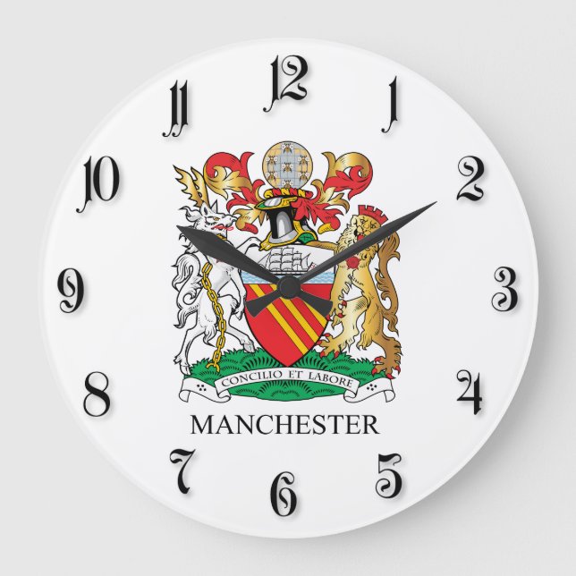 Manchester coat of arms large clock (Front)