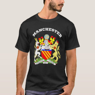 Manchester Coat Of Arms Souvenir Flag England T-Shirt