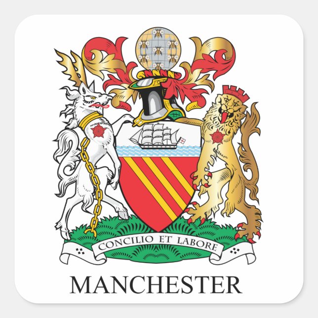 Manchester coat of arms square sticker (Front)