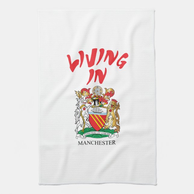 Manchester coat of arms tea towel (Vertical)