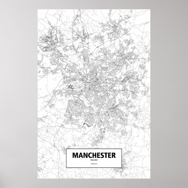 Manchester, England (black on white) Poster (Front)